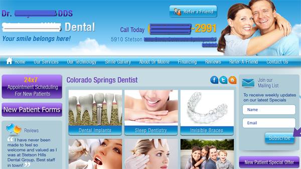نمونه اول از سایت یک دندانپزشک
